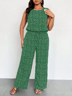 Macacão Plus Size Regata Floral Pantalona