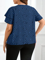 Blusa Feminina Plus Size Gola Redonda Manga em Camadas