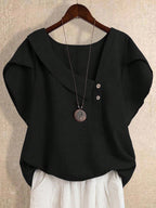 Blusa Manga Curta Plus Size Decote Assimétrico