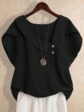 Blusa Manga Curta Plus Size Decote Assimétrico