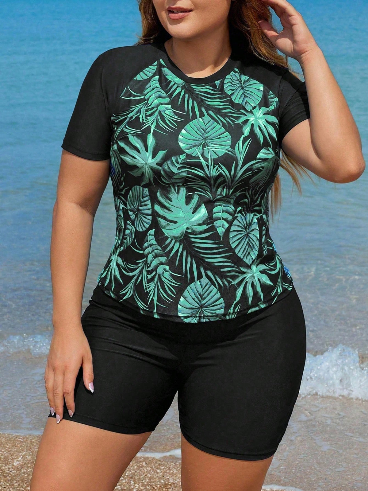 Maiô Tankini Plus Size Feminino Blusa e Bermuda