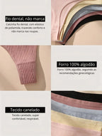 Kit 10 Calcinhas Algodão  Fio Dental Canelado