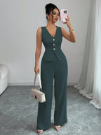 Conjunto Feminino Alfaiataria com Colete e Calça Pantalona