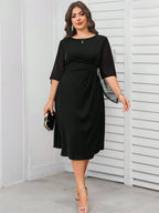 Vestido Midi Plus Size Para Festa Meia Manga