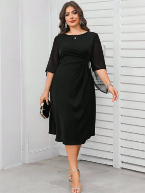 Vestido Midi Plus Size Para Festa Meia Manga