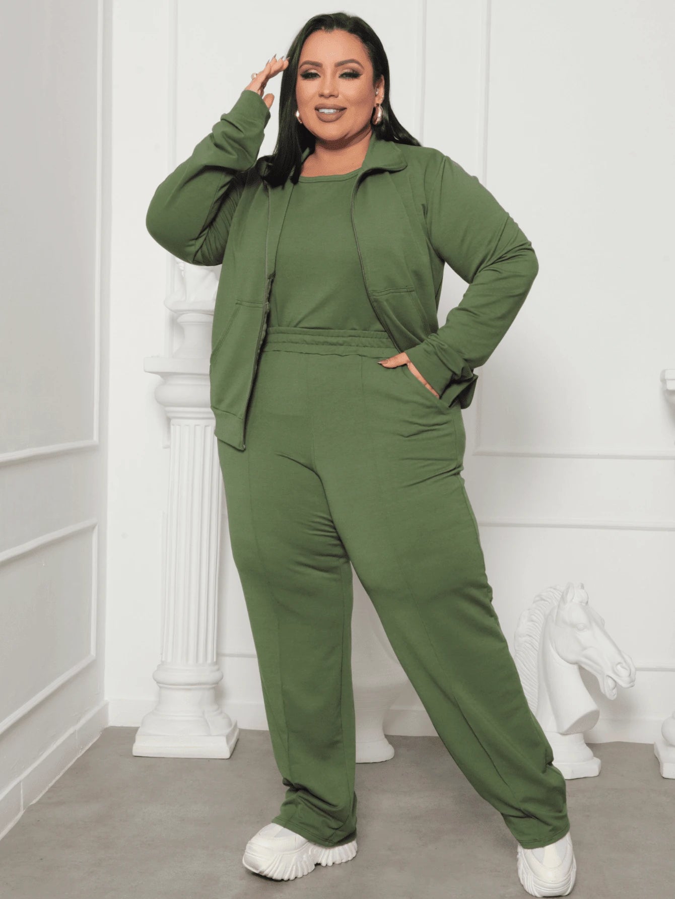Conjunto Plus Size Inverno Moletinho 3 Peças