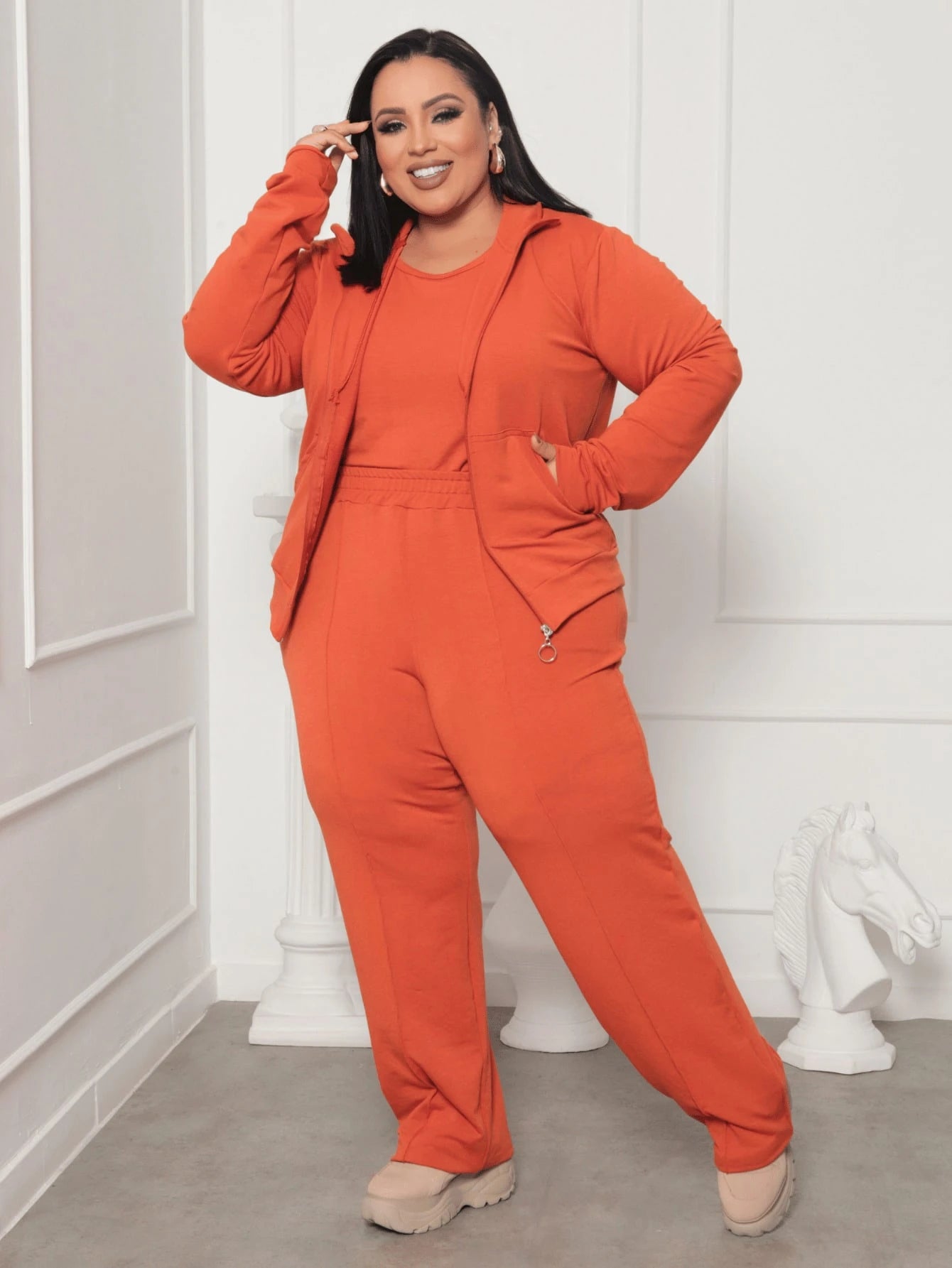 Conjunto Plus Size Inverno Moletinho 3 Peças