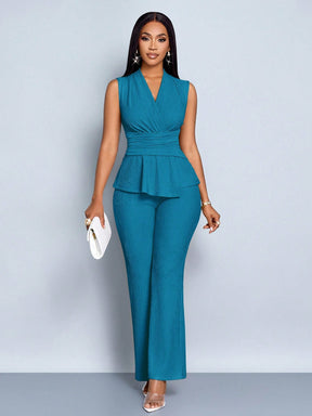 Conjunto Feminino Elegante Calça e Blusa Regata