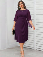 Vestido Midi Plus Size Para Festa Meia Manga