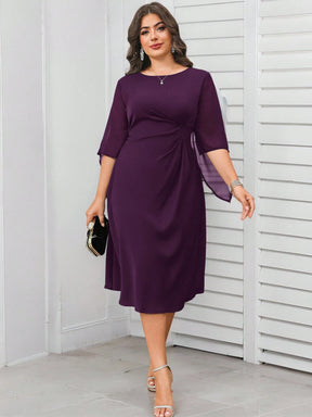 Vestido Midi Plus Size Para Festa Meia Manga
