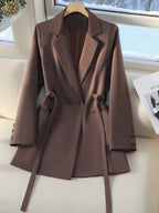 Blazer Feminino Forrado Alongado com Cinto