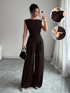 Conjunto Feminino Blusa Sem Decote e Calça Pantalona