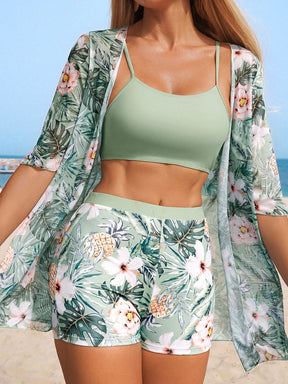 Biquíni Feminino Short e Top com Saída de Praia