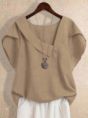 Blusa Manga Curta Plus Size Decote Assimétrico