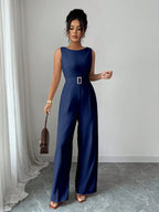 Macacão Feminino com Cinto Elegante Sem Mangas