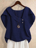 Blusa Manga Curta Plus Size Decote Assimétrico