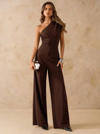 Macacão Elegante Feminino Um Ombro Só Pantalona