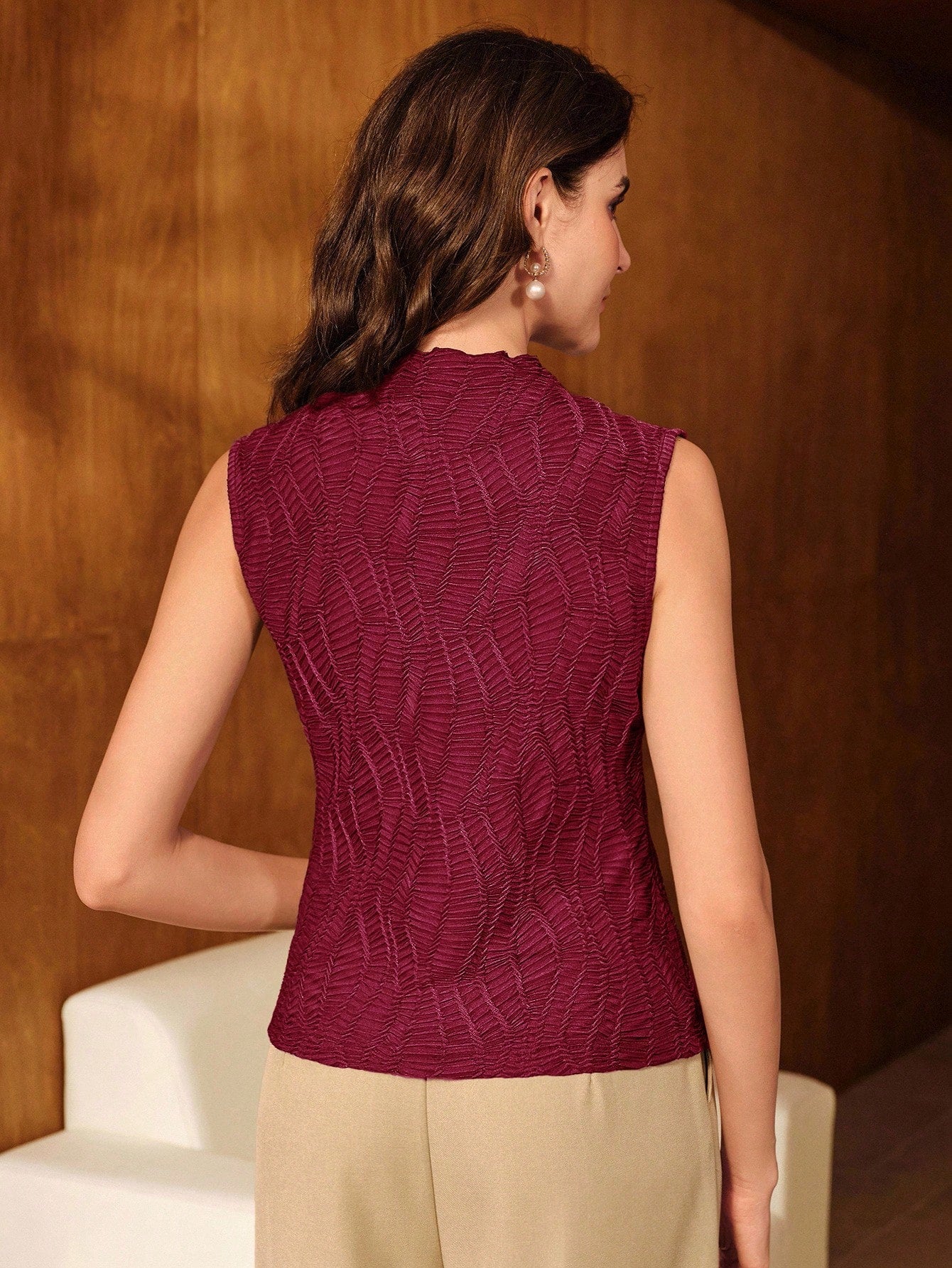 Blusa Regata Feminina Elegante Texturizada