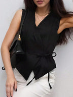 Colete Feminino Alfaiataria Envelope com Cinto