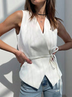 Colete Feminino Alfaiataria Envelope com Cinto