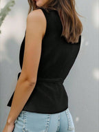 Colete Feminino Alfaiataria Envelope com Cinto