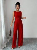 Macacão Feminino com Cinto Elegante Sem Mangas