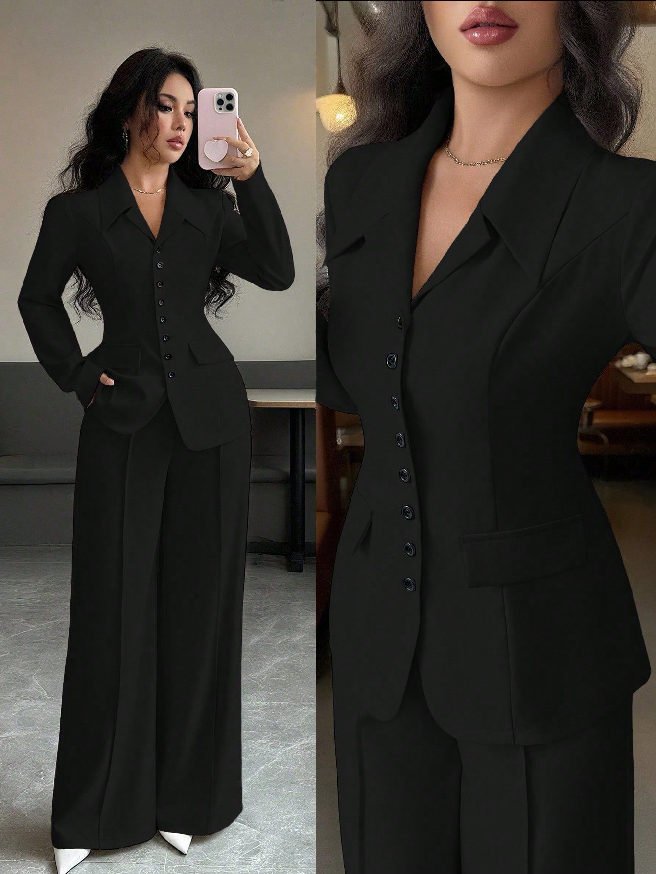 Conjunto Feminino Executivo com Blazer e Calça Pantalona