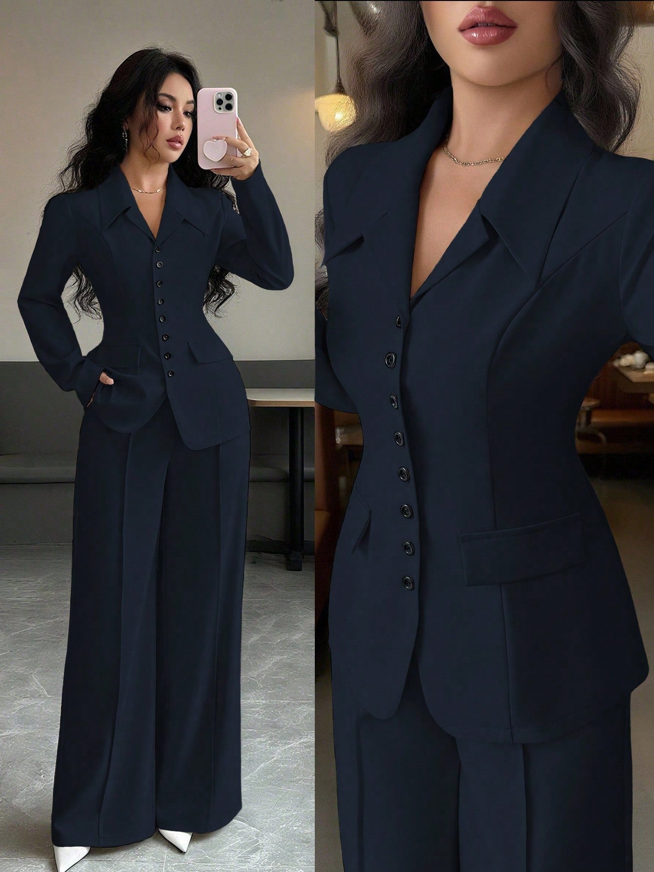 Conjunto Feminino Executivo com Blazer e Calça Pantalona