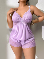 Pijama Plus Size Regata e Short de Renda Sensual