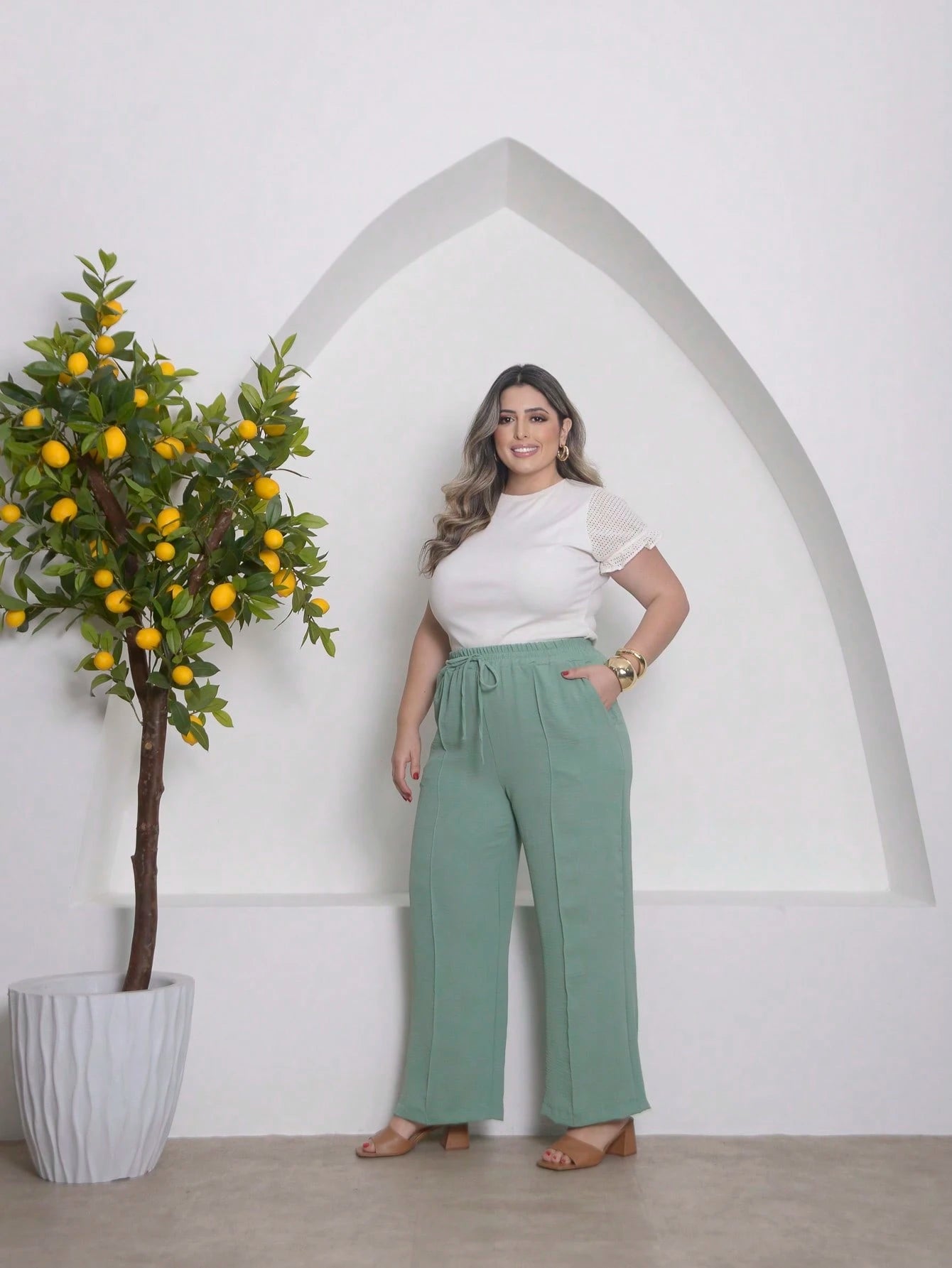 Calça Pantalona Plus Size Duna