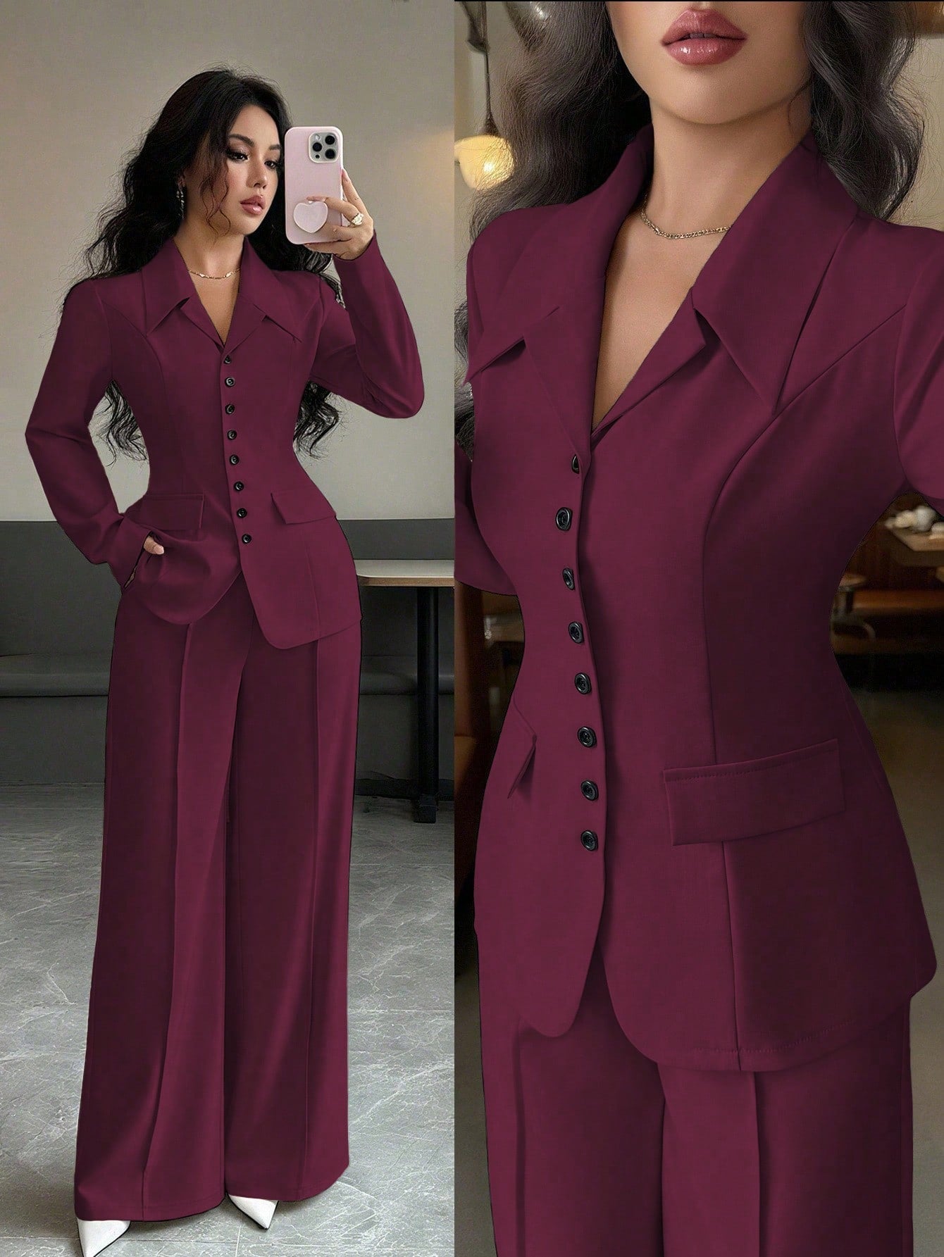 Conjunto Feminino Executivo com Blazer e Calça Pantalona