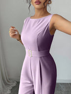 Macacão Feminino com Cinto Elegante Sem Mangas