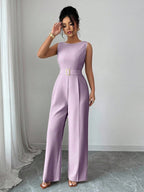 Macacão Feminino com Cinto Elegante Sem Mangas