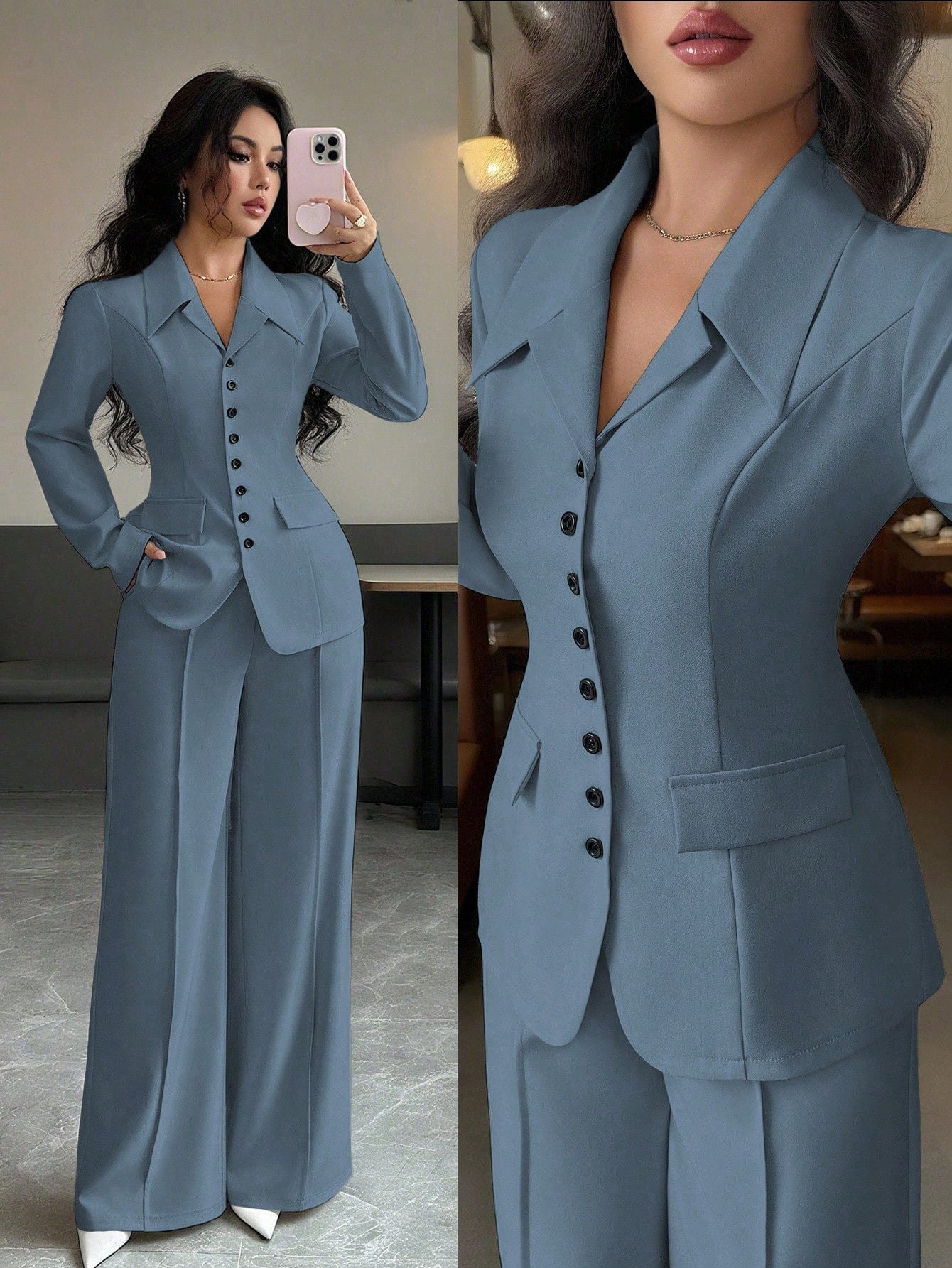Conjunto Feminino Executivo com Blazer e Calça Pantalona