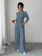 Conjunto Feminino Executivo com Blazer e Calça Pantalona