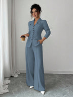 Conjunto Feminino Executivo com Blazer e Calça Pantalona