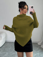 Poncho Feminino Assimétrico de Tricô
