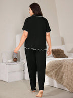 Pijama Plus Size Calça e Blusa Soltinho com Botão