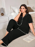 Pijama Plus Size Calça e Blusa Soltinho com Botão