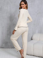 Pijama Feminino Longo Canelado com Forro Felpudo