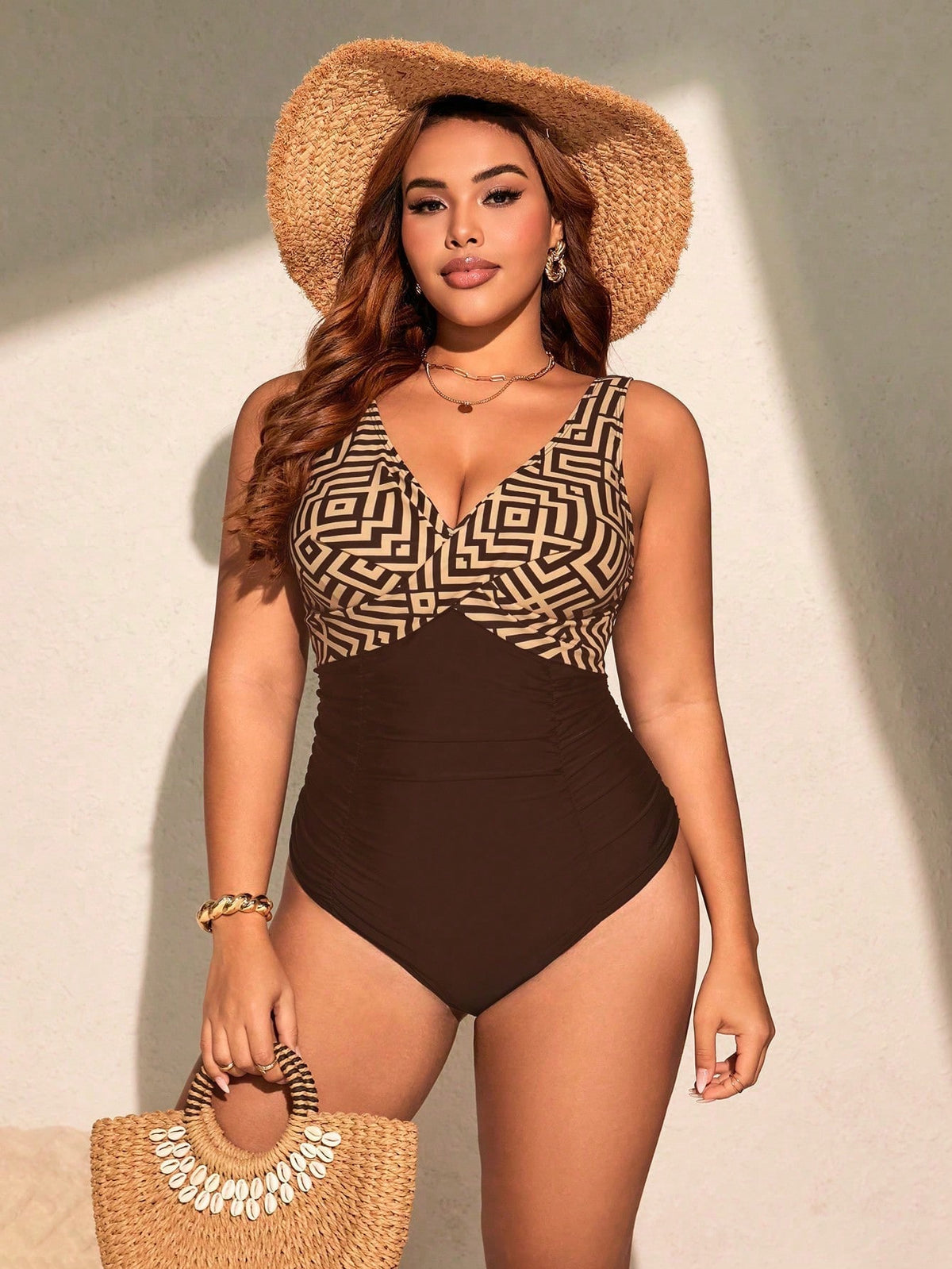 Maiô Plus Size Franzido Disfarça Barriga