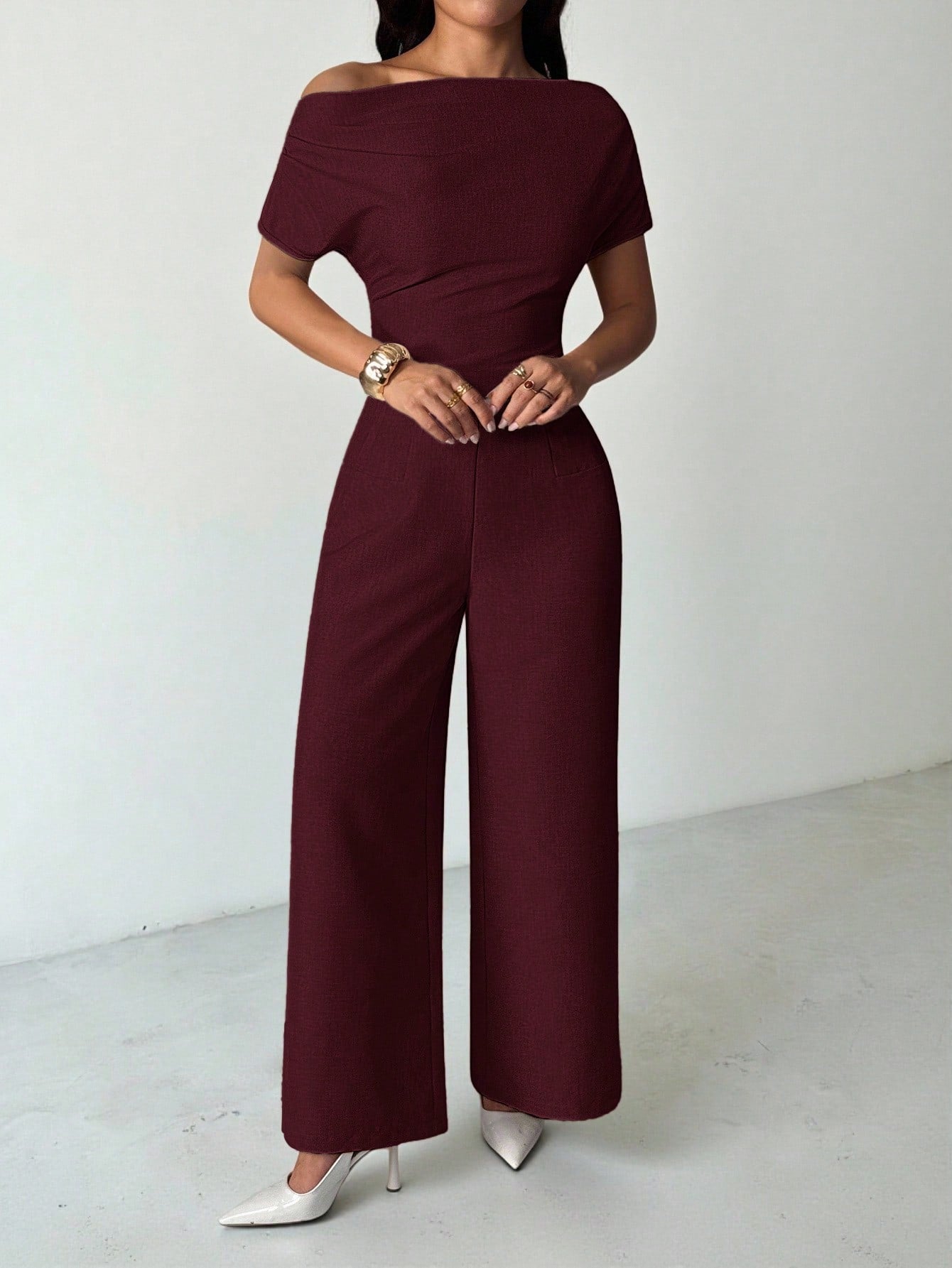 Conjunto de Alfaiataria Feminino Calça Pantalona e Manga Curta 
