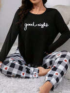 Pijama Plus Size Feminino Xadrez Manga Comprida