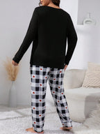 Pijama Plus Size Feminino Xadrez Manga Comprida