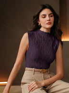 Blusa Regata Feminina Elegante Texturizada