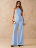 Macacão Elegante Feminino Um Ombro Só Pantalona
