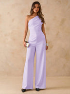 Macacão Elegante Feminino Um Ombro Só Pantalona