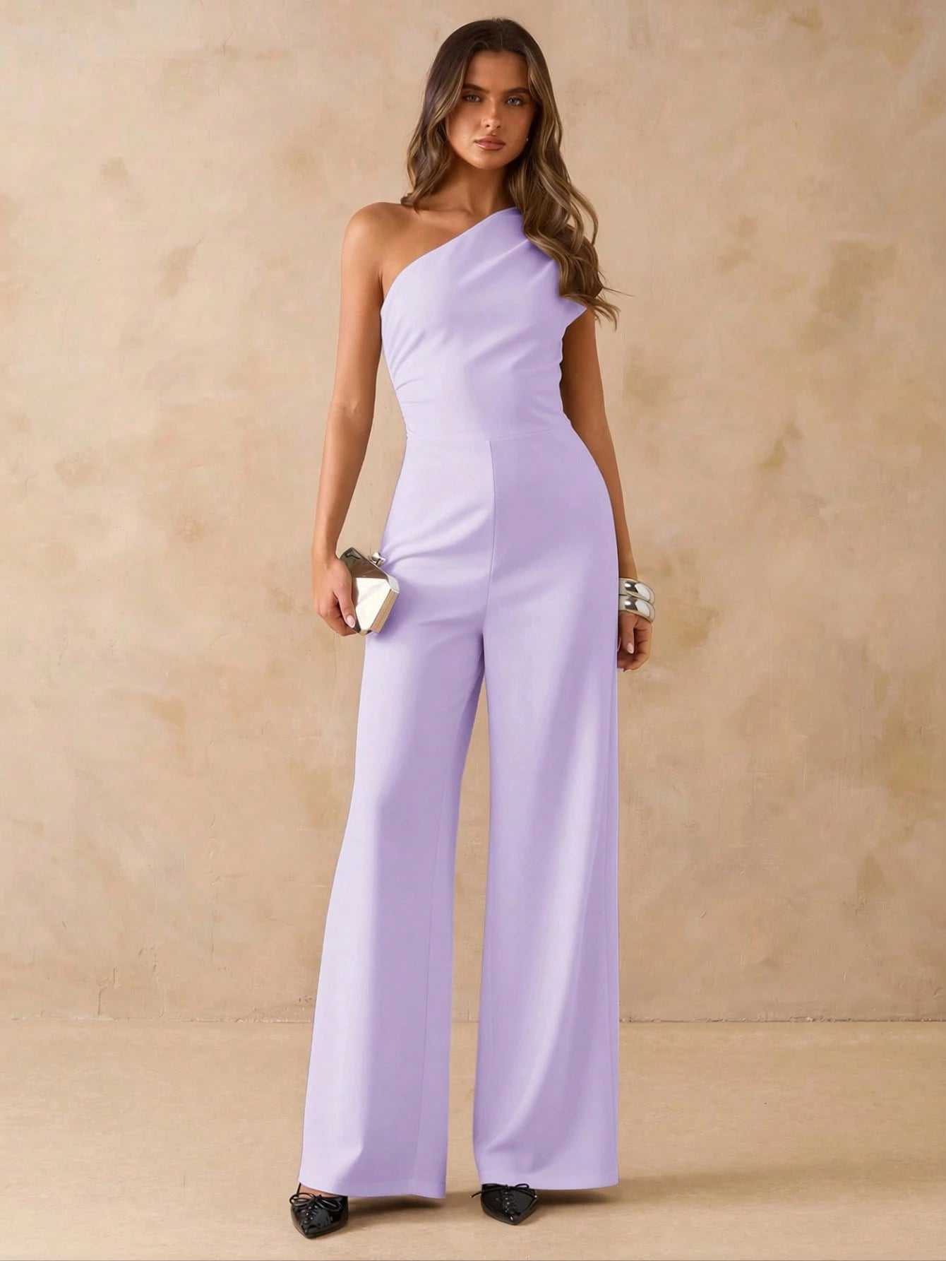 Macacão Elegante Feminino Um Ombro Só Pantalona