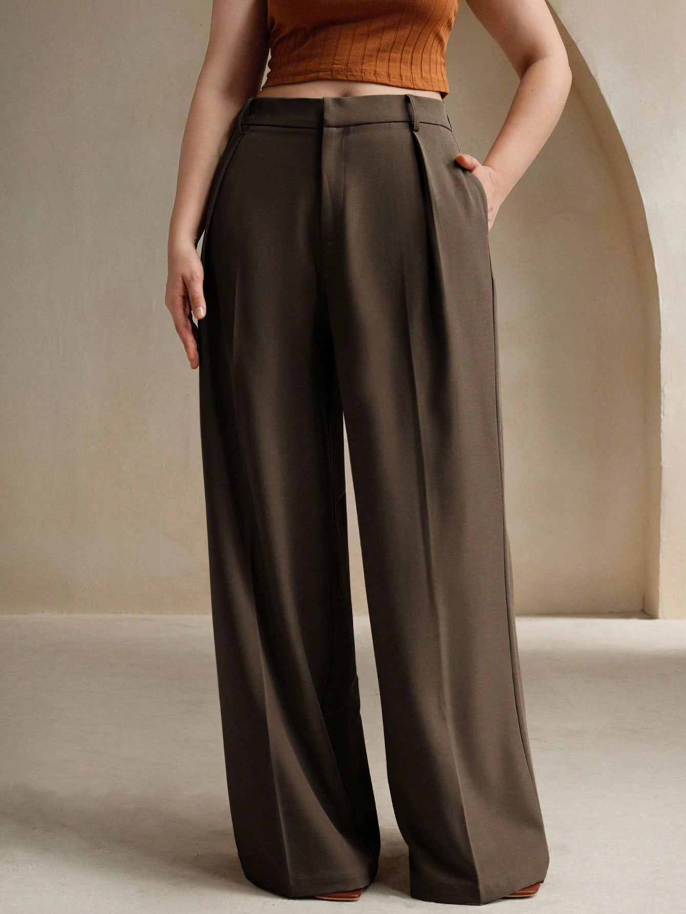 Calça Feminina Wide Leg de Alfaiataria Plus Size 