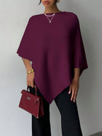 Poncho Feminino de Tricô Minimalista